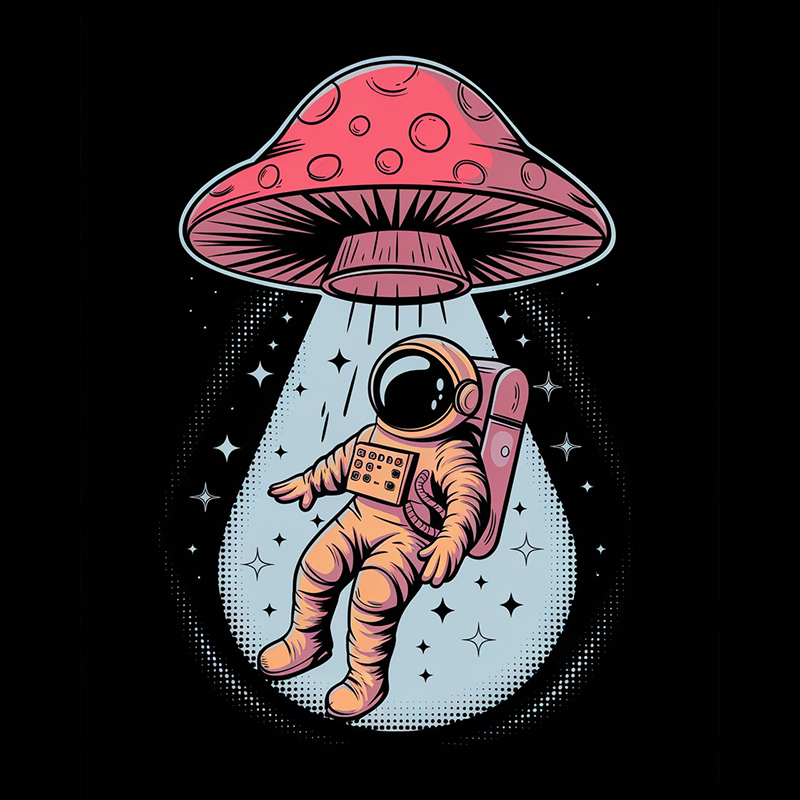 Astronaut and UFO Graphic T-Shirt