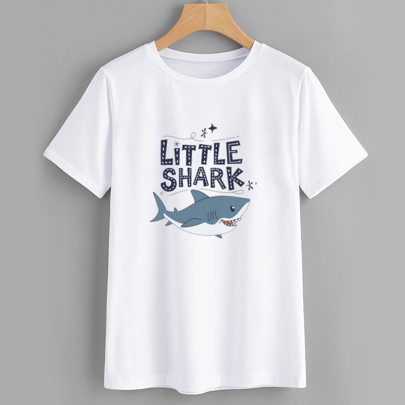 Little Shark Cartoon Graphic T-Shirt for Kids