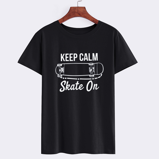 Keep Calm Skate On Black T-Shirt