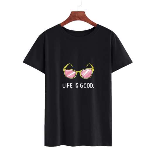Life is Good Graphic T-Shirt with Sunglasses Design