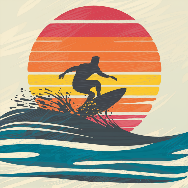 Sunset Surfing Graphic T-Shirt