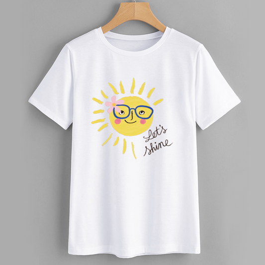 Sunny Face Graphic T-Shirt with Quote