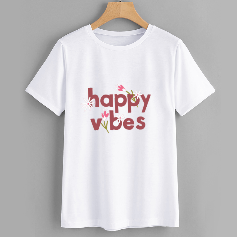 Happy Vibes Floral Graphic T-Shirt
