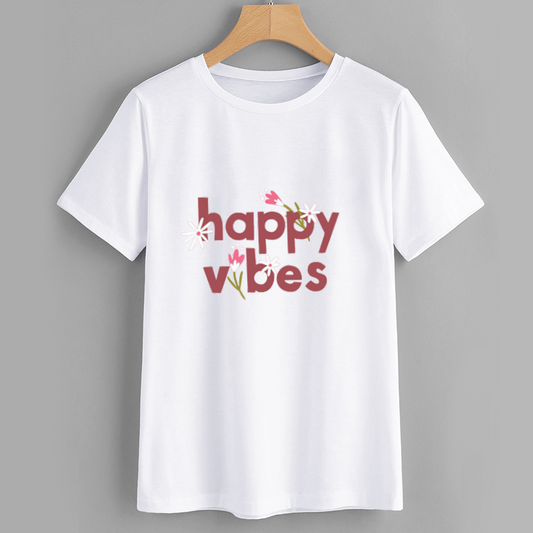 Happy Vibes Floral Graphic T-Shirt