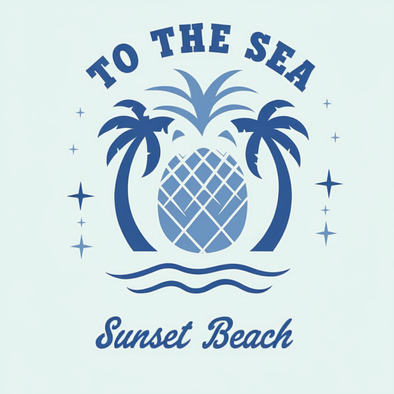 Sunset Beach Pineapple Graphic T-Shirt