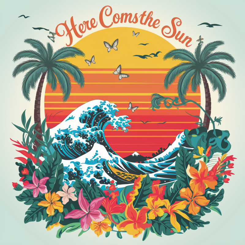 Tropical Wave Graphic T-Shirt - Summer Beachwear