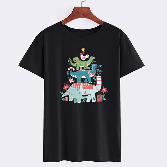 Cute Dinosaur Holiday Graphic T-Shirt