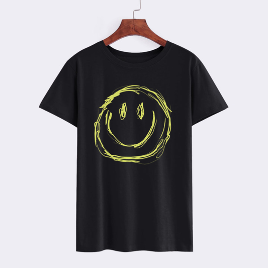 Smiley Face Graphic Black T-Shirt