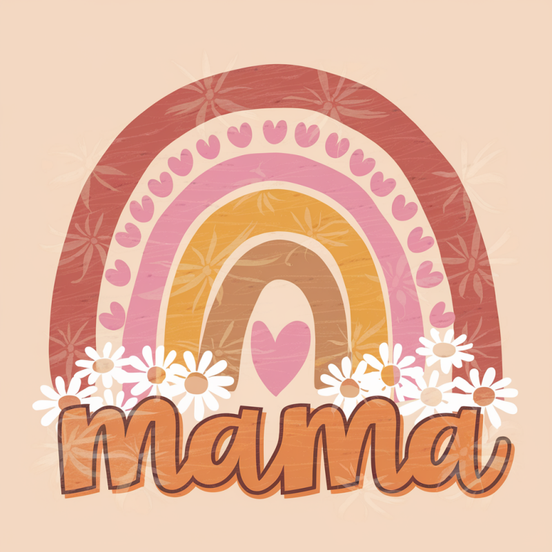 Mama Rainbow Graphic T-Shirt with Floral Design