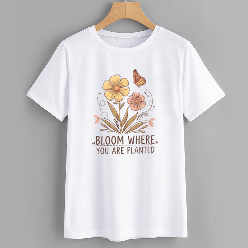 Bloom Where You Are Planted Floral T-Shirt