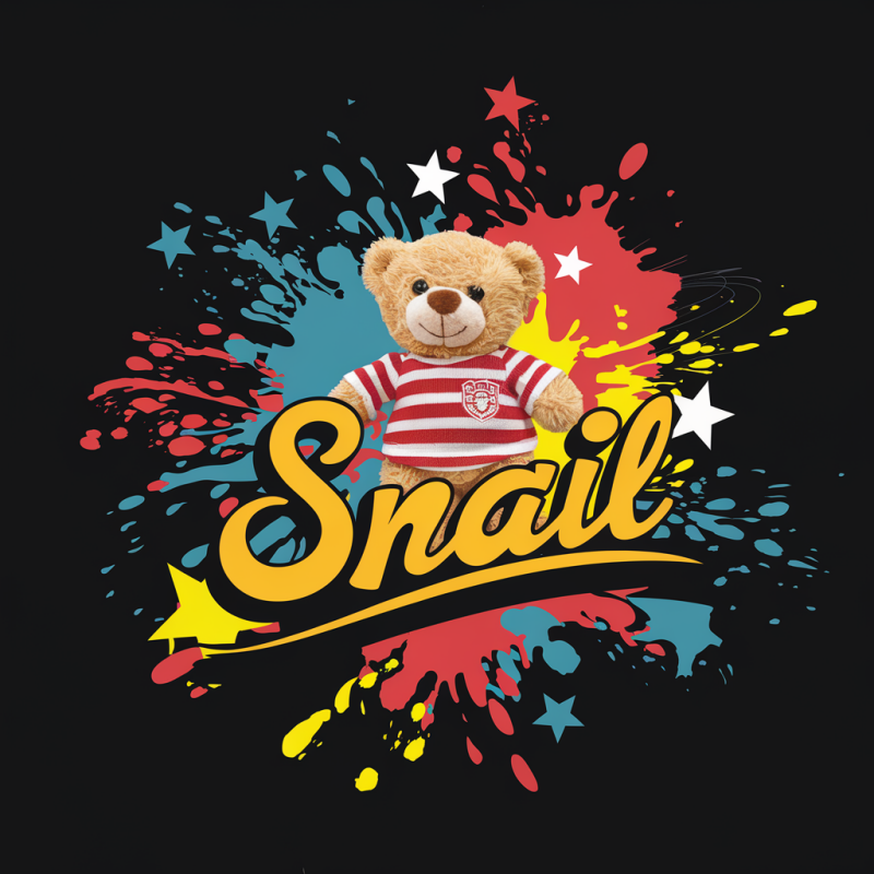 Cute Snail and Bear Graphic T-Shirt