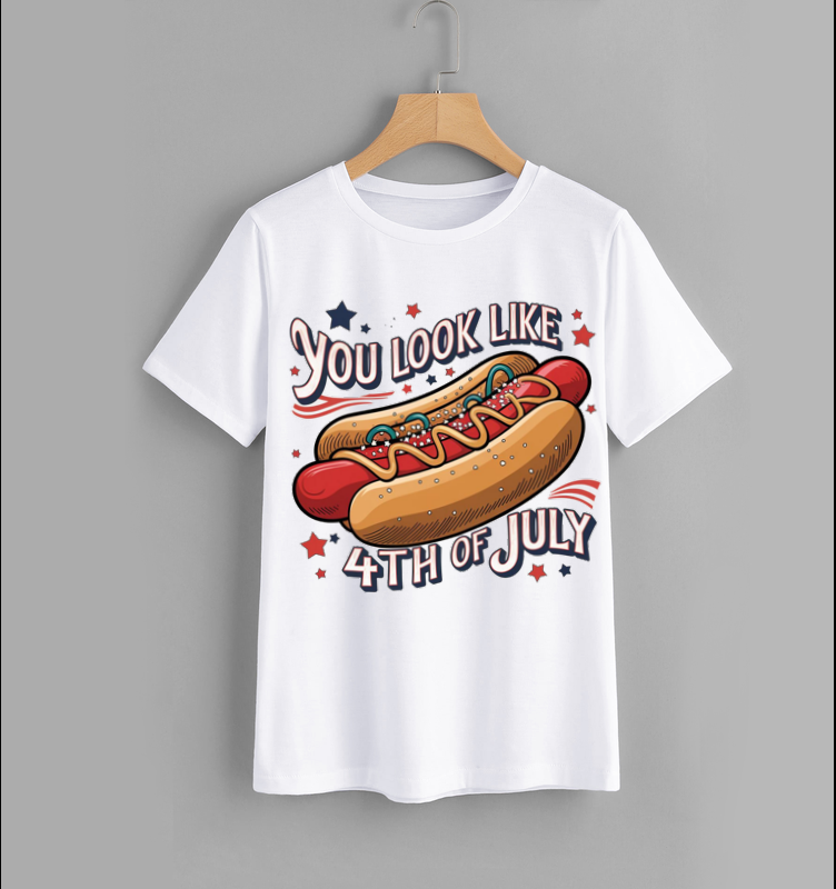 Funny Hot Dog 4th of July Graphic T-Shirt