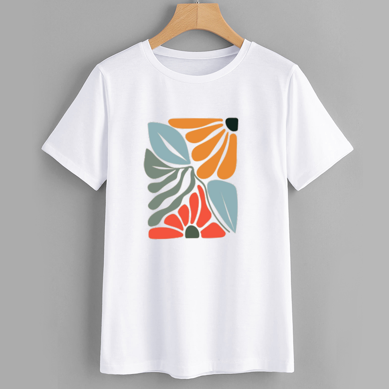 Floral Graphic T-Shirt with Colorful Design