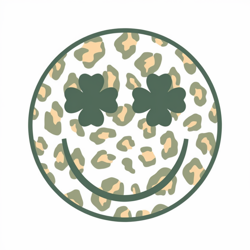 Leopard Print Smiley Face T-Shirt