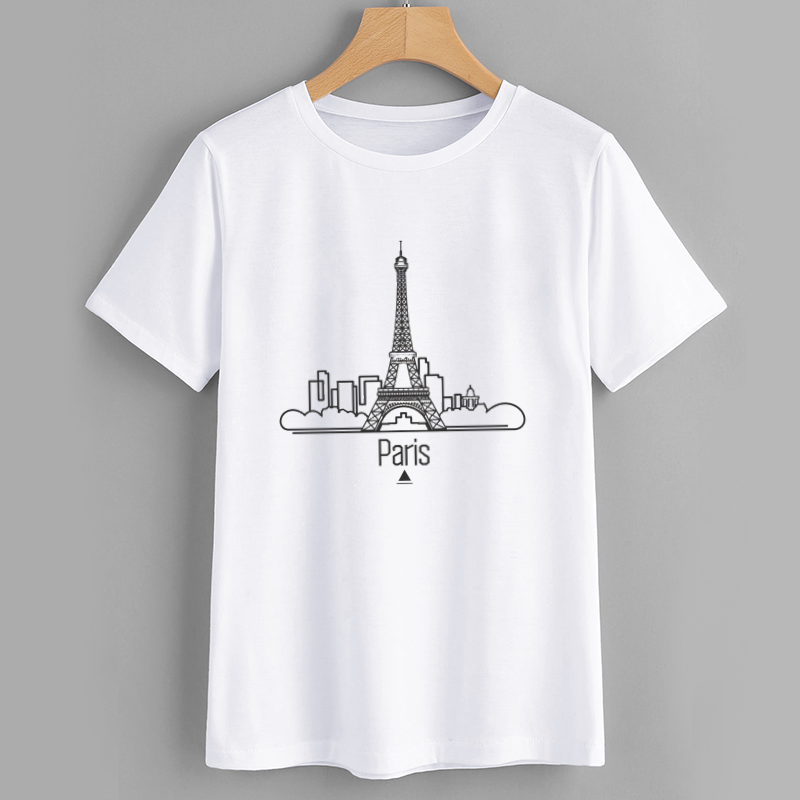 Eiffel Tower Graphic T-shirt - Paris Skyline Design