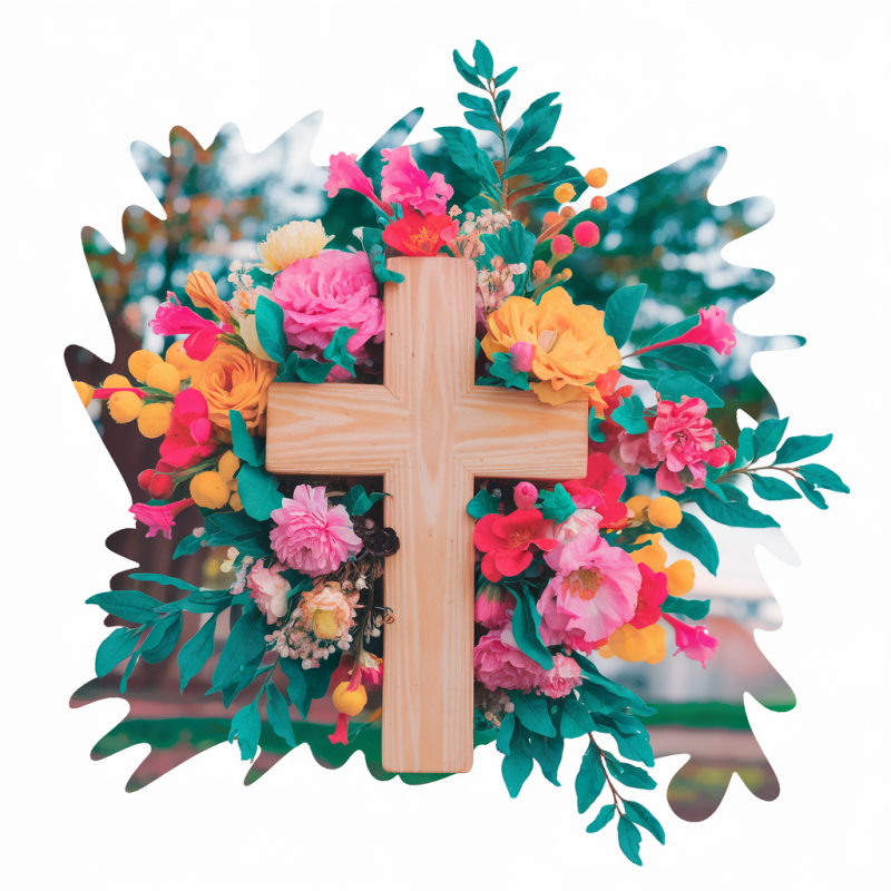 Floral Cross Graphic Tee - Inspirational Christian T-Shirt