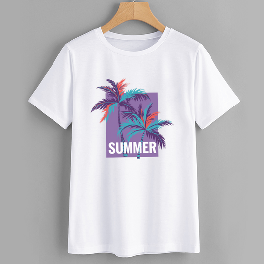 Tropical Summer Palm Tree Graphic T-Shirt