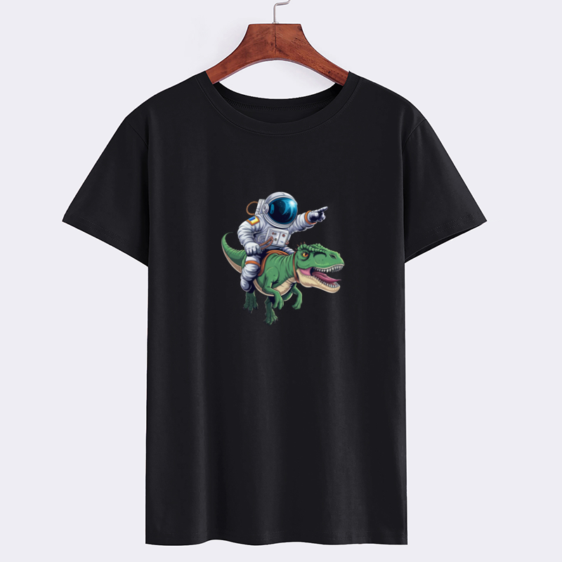 Astronaut Riding Dinosaur Graphic T-Shirt