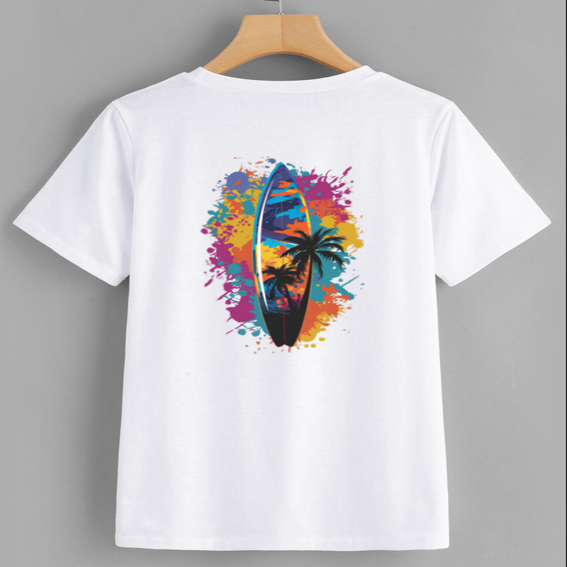 Colorful Surfboard Graphic T-Shirt