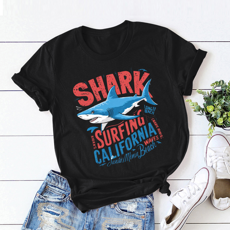 Shark Attack Casual Patterned Top