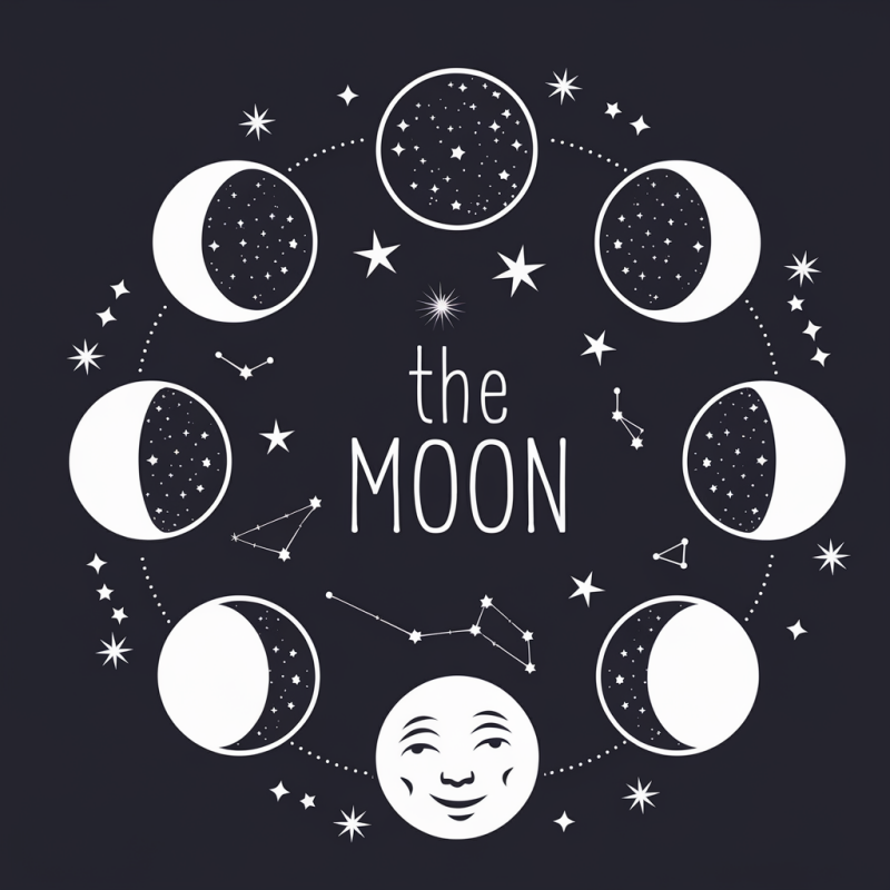 Celestial Moon Phases Graphic T-Shirt