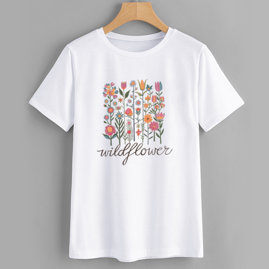 Wildflower Graphic Tee - Floral Design T-Shirt for Casual Wear