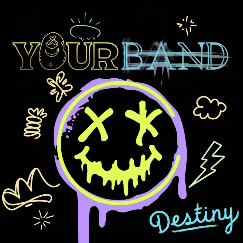 YOURBAND Graphic Smiley Face Black T-Shirt