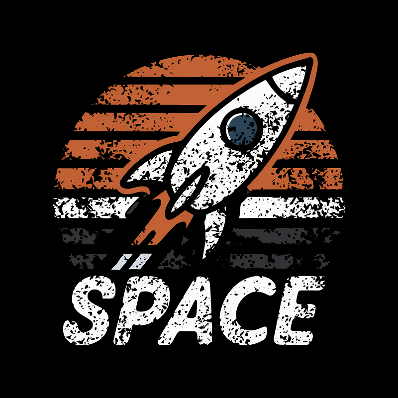 Space Pattern Top with Rocket Element