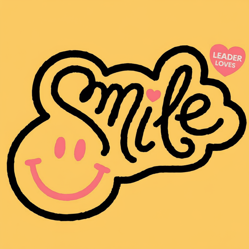 Smile Graphic T-Shirt with Heart Detail