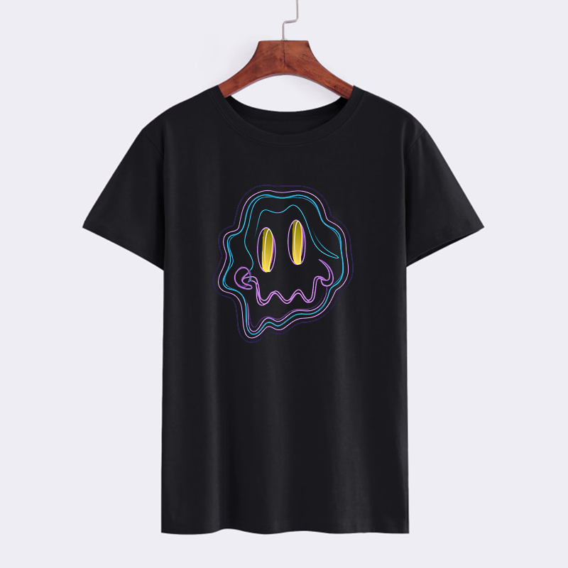 Casual Black Ghost Graphic T-Shirt