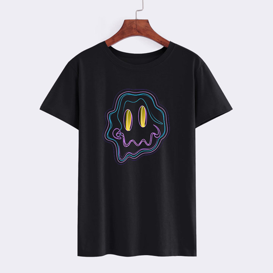 Casual Black Ghost Graphic T-Shirt