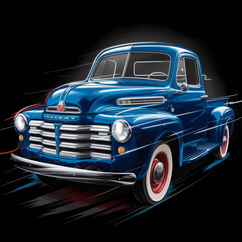 Classic Blue Pickup Truck Graphic T-Shirt