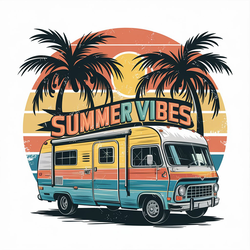 Summer Vibes Beach Pattern T-shirt
