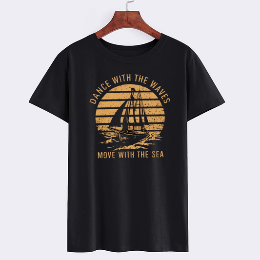 Vintage Sailboat Graphic Cotton T-Shirt