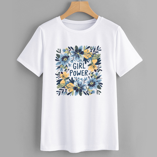 BloomChic Girl Power Floral Graphic Cotton T-Shirt