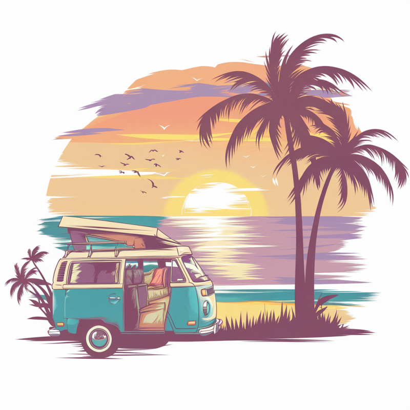Vintage Sunset Van Graphic T-Shirt