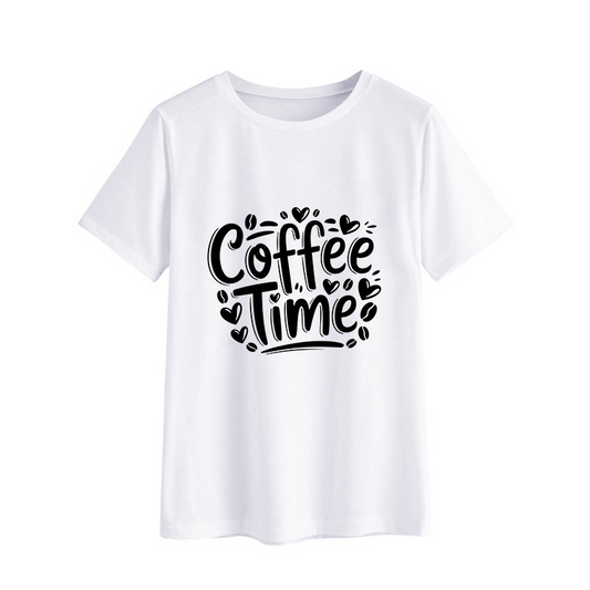 Coffee Time Graphic T-Shirt - Fun White Tee for Coffee Lovers
