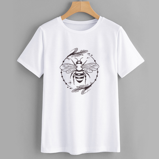 Bee Graphic Tee - Nature Inspired White T-Shirt