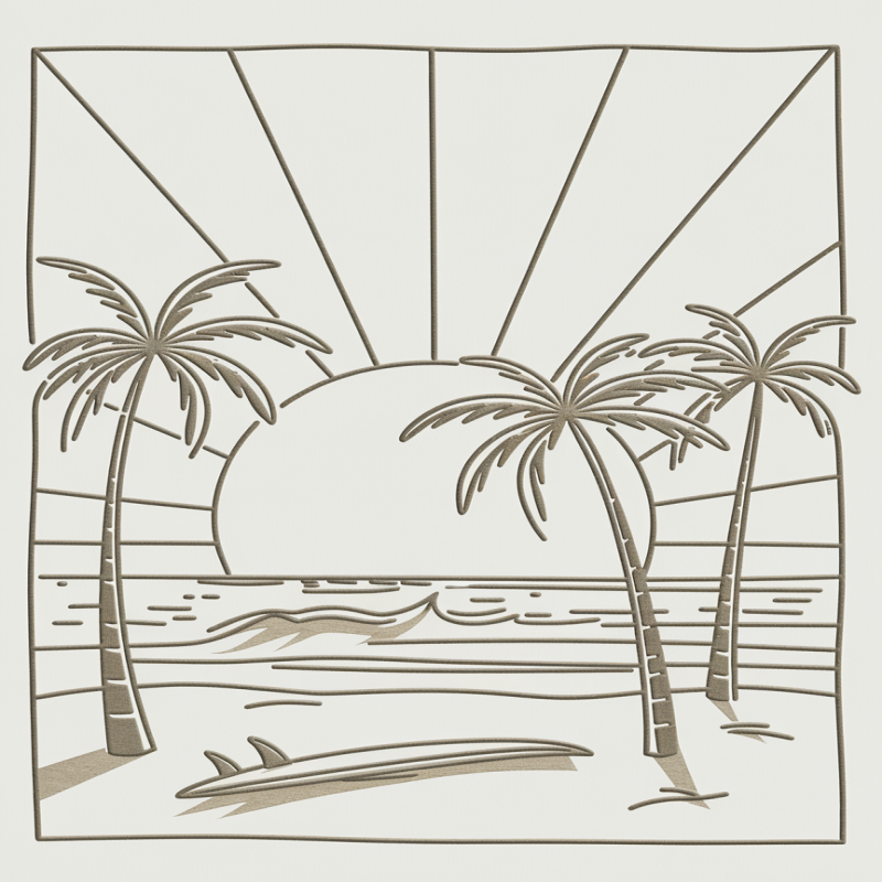Beach Sunset Graphic T-Shirt with Palm Trees