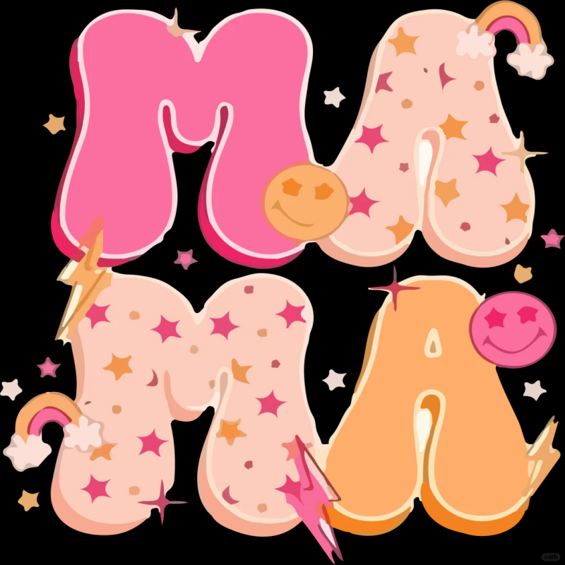 Colorful MAMA Graphic T-Shirt