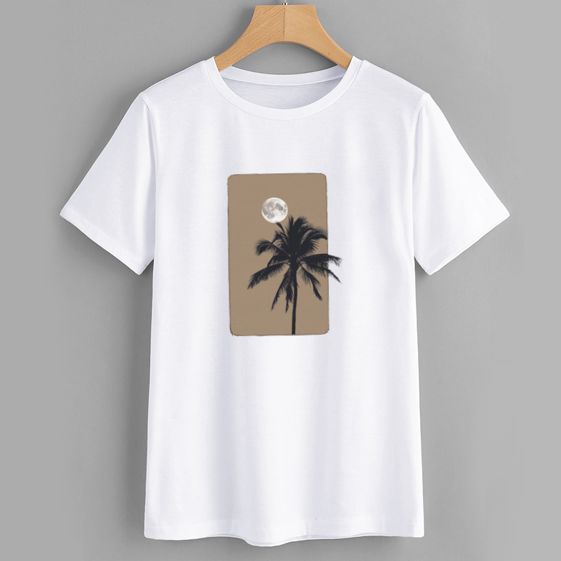 Moon and Palm Tree Graphic T-Shirt