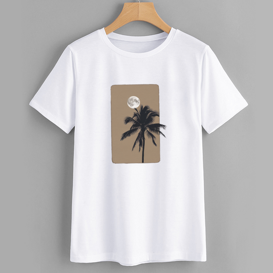 Moon and Palm Tree Graphic T-Shirt