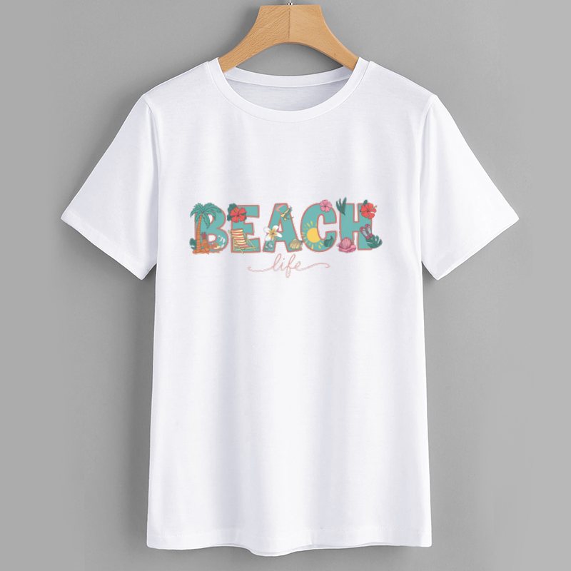 Beach Life Graphic T-Shirt with Tropical Design