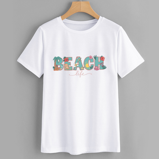 Beach Life Graphic T-Shirt with Tropical Design