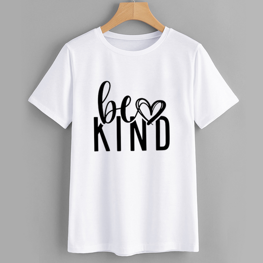 Be Kind Heart Print Cotton Graphic T-Shirt