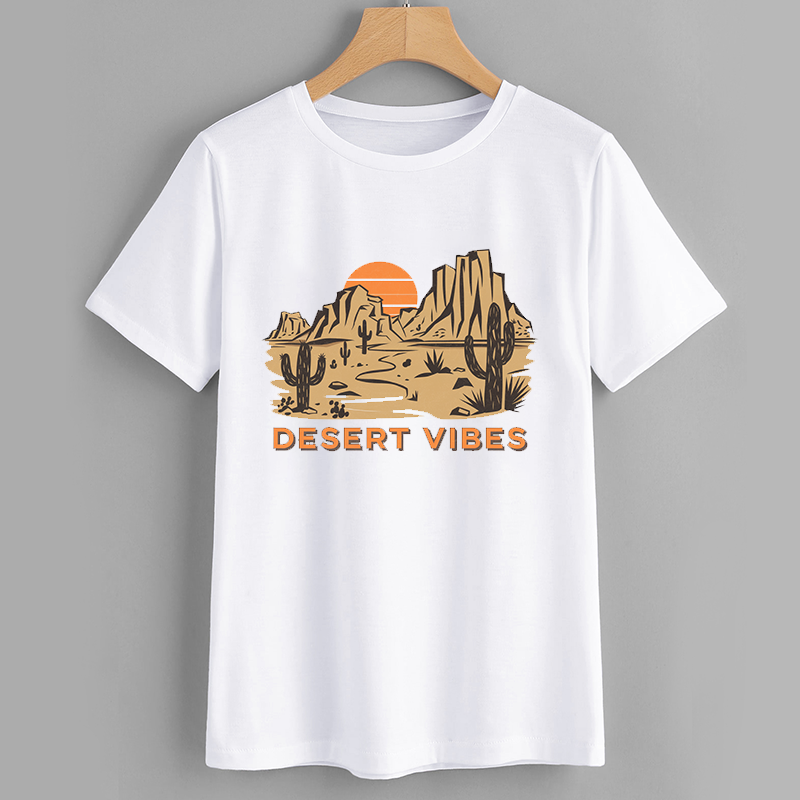 Desert Vibes Graphic Tee - Summer Casual Cotton T-Shirt