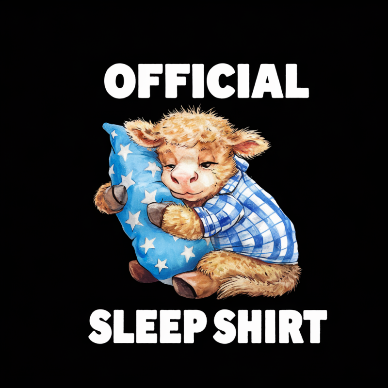 Cute Pillow Hugging Sheep Graphic T-Shirt