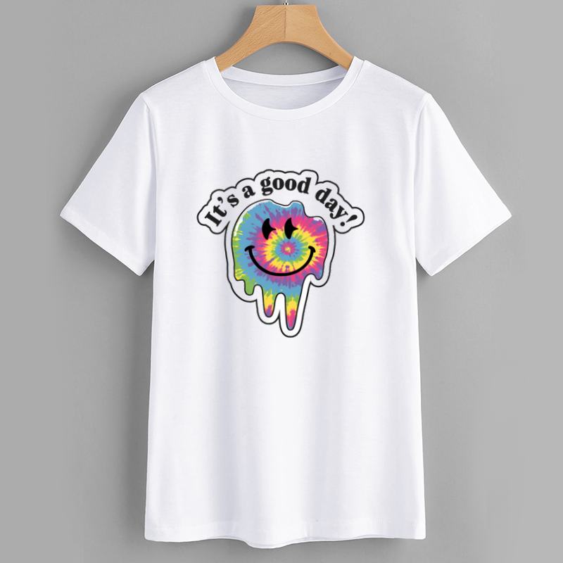 Colorful Tie-Dye Smiley Face T-Shirt