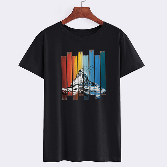 Colorful Mountain Graphic Black T-Shirt