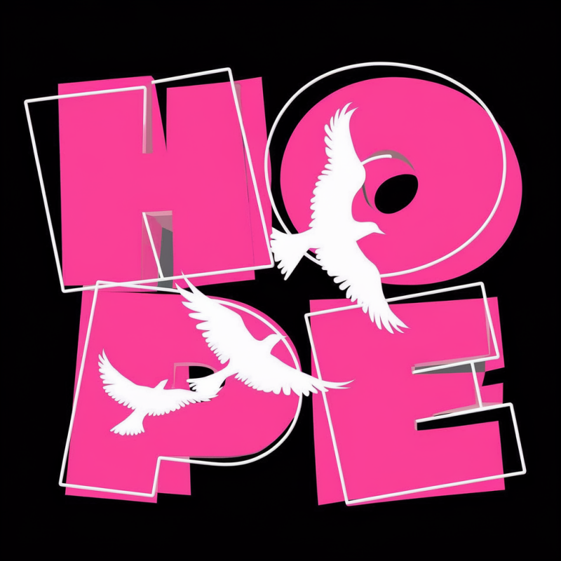 Black HOPE Graphic T-Shirt with Bird Design